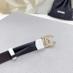 CC BELT 30 MM BLACK MIX WHITE CALFSKIN WITH METAL LOGO