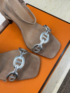HM 26ss Pig-Nose Sandals 105 Brown Suede Leather 607084