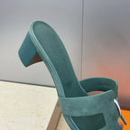 HM 26ss Oran Sandals 45 Moss Green Suede Cowhide 607213