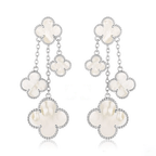 CLOVER WHITE MOP 4 MOTIFS SILVER