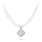 CLOVER SILVER FULL DIAMOND BIG CLOVER NECKLACE