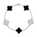 CLOVER BRACELET 5 MOTIF ONYXS DIAMOND