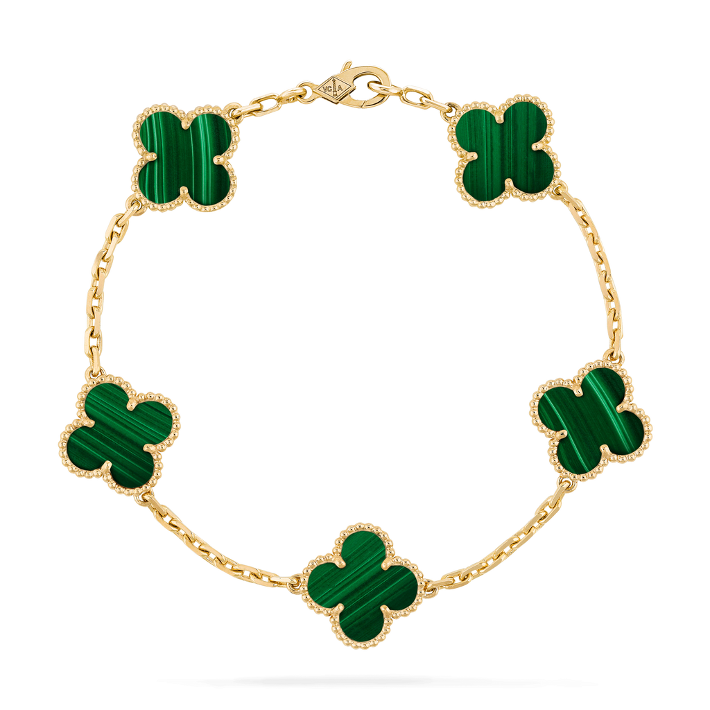CLOVER MALACHITE BRACELET 5 MOTIFS