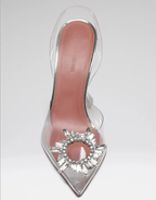 Amina Muaddi Begum Glass 90mm Slingback Pump White transparent PVC Goatskin