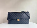FLAP BAG 46CM GOLD HARDWARE BLACK CALFSKIN