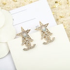 DOUBLE C GOLD STAR EARRINGS