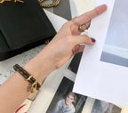 LV LOCK LEATHER GOLD BRACELET