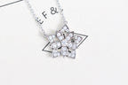 LOTUS FLOWER SILVER DIAMOND NECKLACE