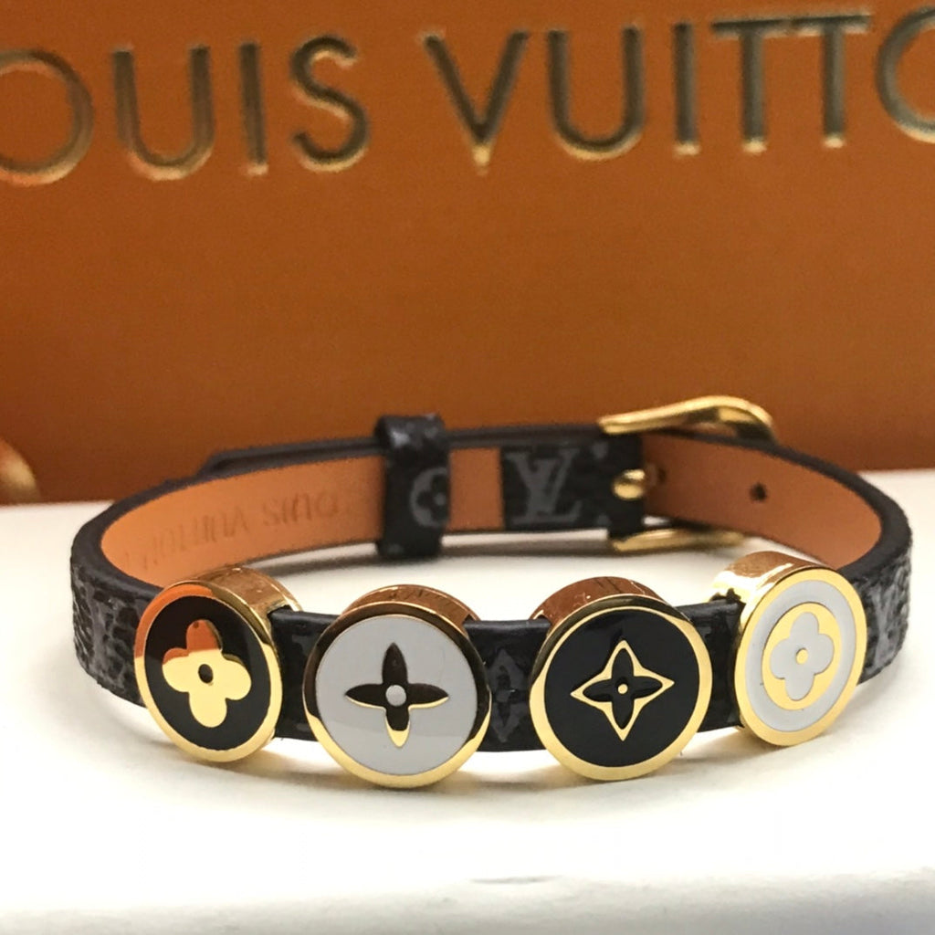 ALV LEATHER ROPE 4 MOTIFS GOLD BRACELET