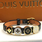 ALV LEATHER ROPE 4 MOTIFS GOLD BRACELET