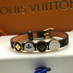 ALV LEATHER ROPE 4 MOTIFS GOLD BRACELET
