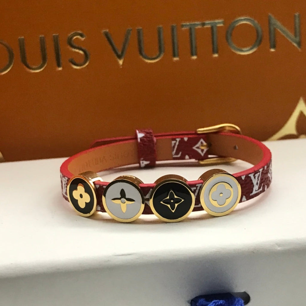 ALV LEATHER ROPE 4 MOTIFS GOLD BRACELET