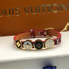 ALV LEATHER ROPE 4 MOTIFS GOLD BRACELET