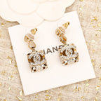 CHANE 23 FULL DIAMOND SIEVE DOUBLE C GOLD EARRINGS