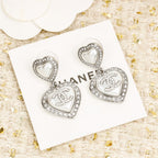 DOUBLE HEART CC DIAMONDS SILVER EARRINGS