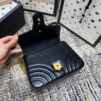 GG Marmont 21cm Mini Top Black Calfskin Gold Hardware