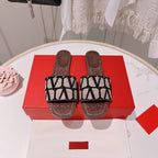 Toile Iconographe Slide Sandal Burgundy Black Beige