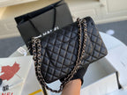 MEDIUM FLAP BAG 25CM BLACK CAVIAR SILVER HARDWARE