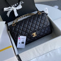 MEDIUM FLAP BAG 25CM BLACK CAVIAR GOLD HARDWARE