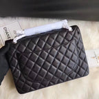 FLAP BAG 33CM BLACK CAVIAR SILVER HARDWARE