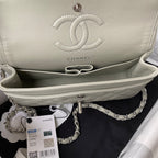 Medium Classic Flap Bag 23cm Light Grey Lambskin Silver Hardware