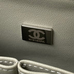 Medium Classic Flap Bag 23cm Light Grey Lambskin Silver Hardware
