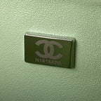 Medium Classic Flap Bag 23cm Light Green Lambskin Silver Hardware