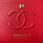 Medium Classic Flap Bag 23cm Red Lambskin Gold Hardware