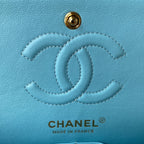 Medium Classic Flap Bag 23cm Blue Sky Lambskin Gold Hardware