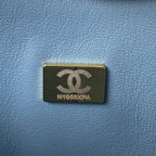 Medium Classic Flap Bag 23cm Blue Lambskin Gold Hardware