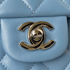 Medium Classic Flap Bag 23cm Blue Lambskin Silver Hardware