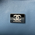 Medium Classic Flap Bag 23cm Blue Lambskin Silver Hardware