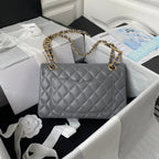 Medium Classic Flap Bag 23cm Grey Lambskin Gold Hardware