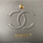 Medium Classic Flap Bag 23cm Grey Lambskin Gold Hardware
