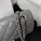 Medium Classic Flap Bag 23cm Grey Lambskin Silver Hardware