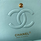 Medium Classic Flap Bag 23cm Blue Sky Caviar Gold Hardware