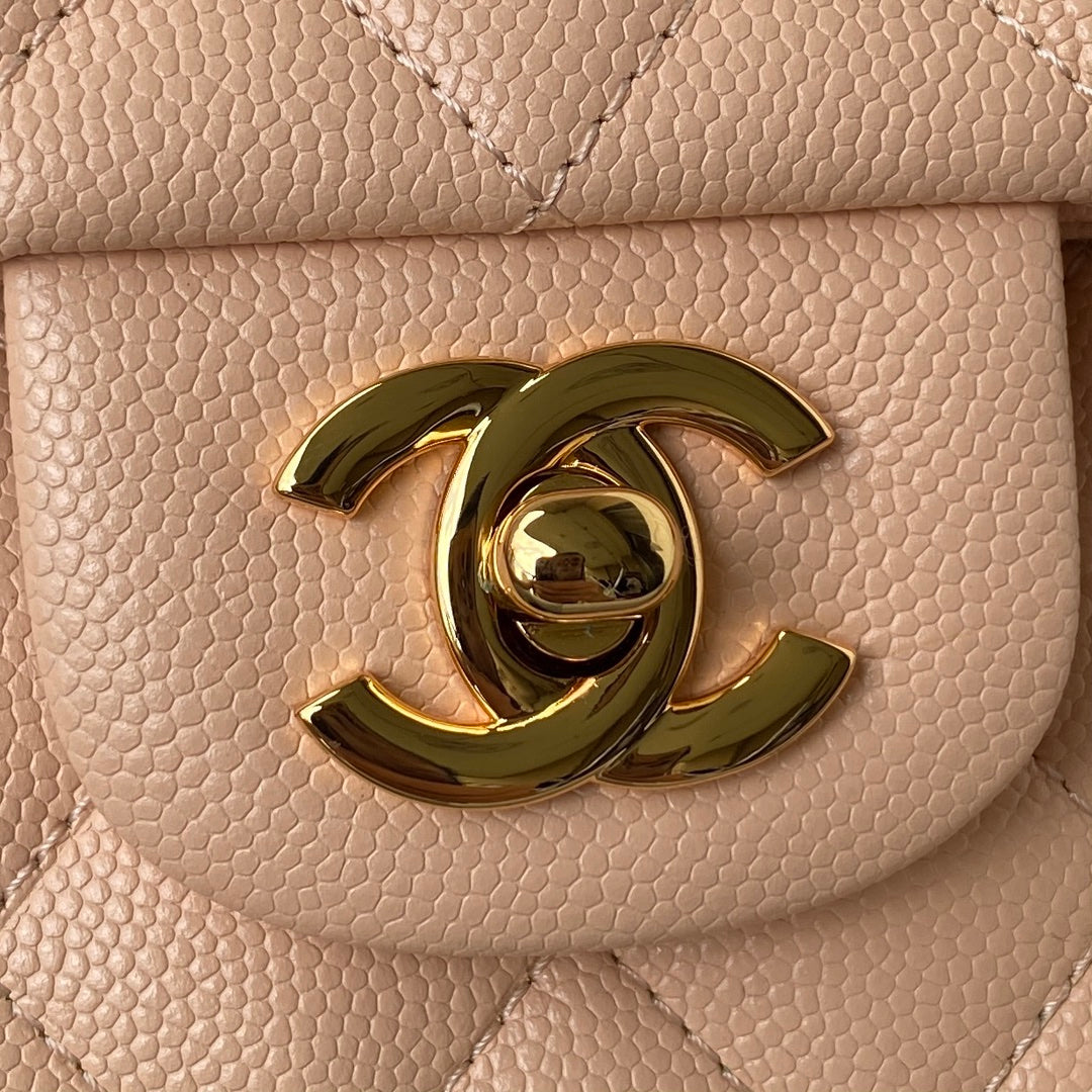 Medium Classic Flap Bag 23cm Salmon Caviar Gold Hardware