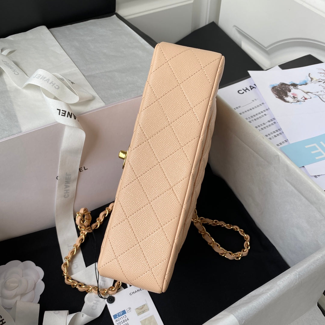 Medium Classic Flap Bag 23cm Salmon Caviar Gold Hardware
