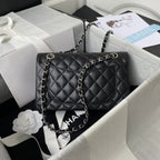 Medium Classic Flap Bag 23cm Black Caviar Silver Hardware