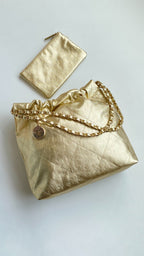 CC Medium Hobo Bag 42 Metallic Gold Calfskin