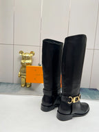 LV Westside Flat High Boot 40mm Plain Black Lambskin