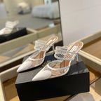 alaia mule 85 fishnet white heart lambskin