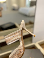 alaia mule 85 fishnet cream heart lambskin