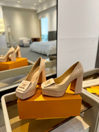 LV Shake Pump 120mm Beige Cowhide