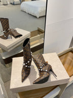 LV Ankle Boots 100mm Dark Brown Monogram Lambskin
