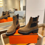 LV Beaubourg Ankle Boot 100mm Brown Yellow Suede