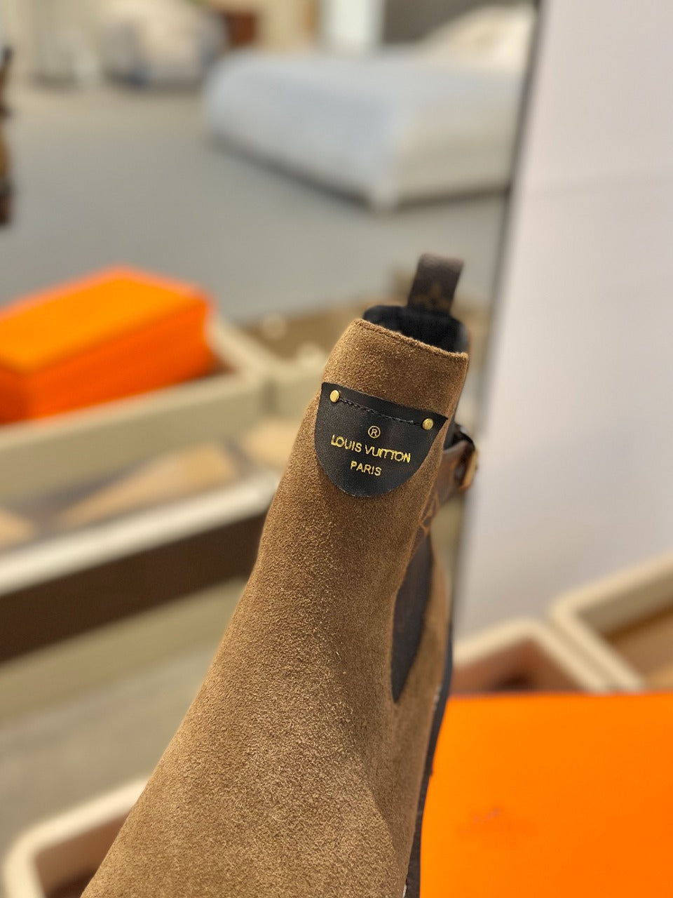LV Beaubourg Ankle Boot 50mm Brown Yellow Suede