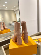 LV 26 AW L's Boutique Ankle Boots 12cm Warm Sand Sheepskin 574354