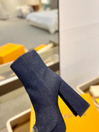 LV 26 AW L's Boutique Ankle Boots 12cm Dark Blue Denim 574355