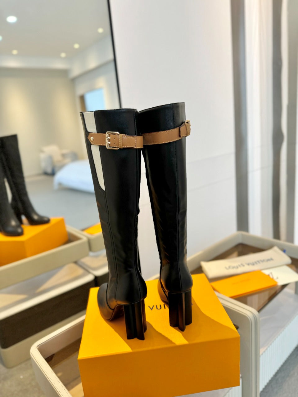 LV Donna High Boot 9.5 Black Calfskin 573879